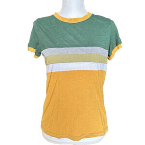 Prana Top Women's sz XS Cozy Up Ringer‎ Tee Striped Colorblock Hemp Blend